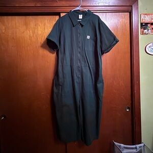 Lucy & Yak Dark Green Short-Sleeve Zip Jumpsuit